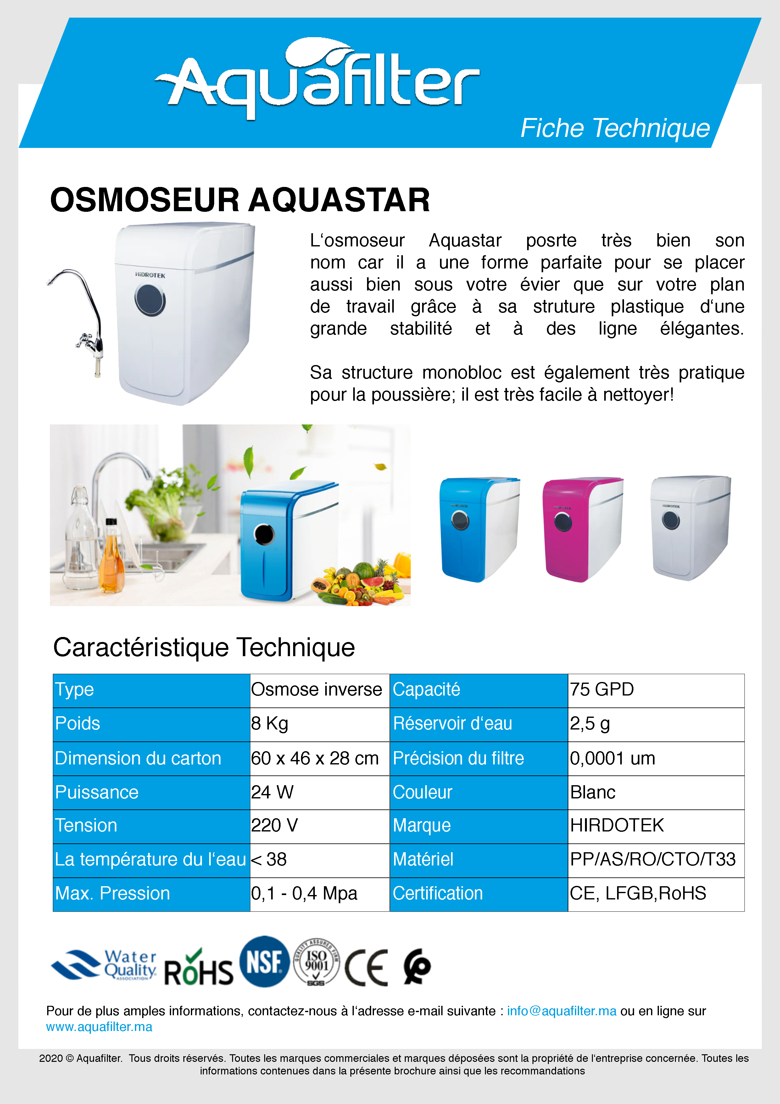 osmoseur filtre eau sous-évier AquaFilter